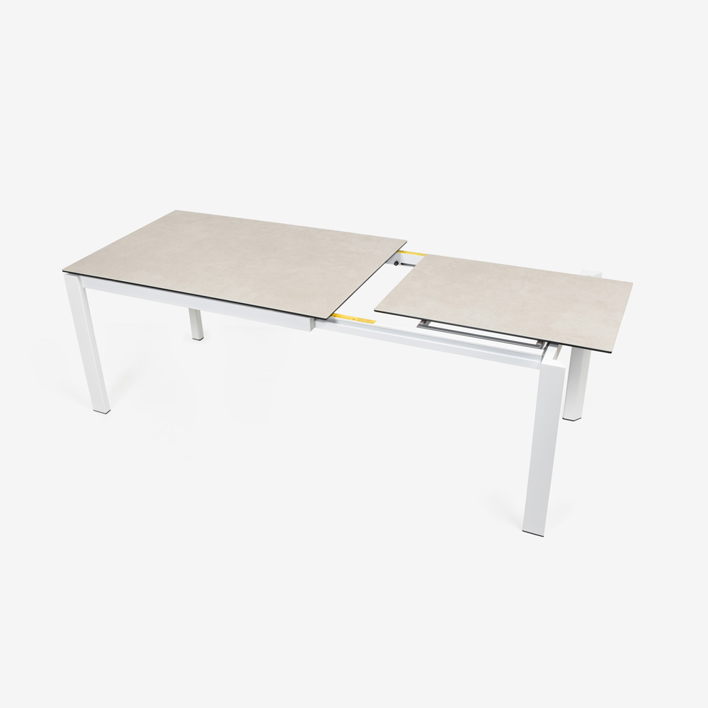 Calligaris（カリガリス）伸長式ダイニングテーブル「Duca CS4089」幅130-190cm 天板セラミック：ソルトホワイト/脚部スチール：マットオプティックホワイト