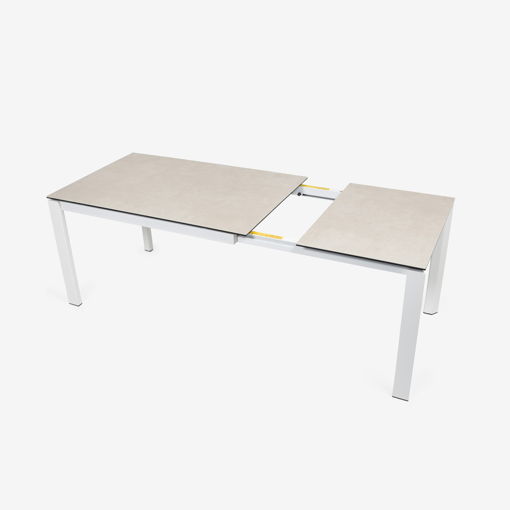 Calligaris（カリガリス）伸長式ダイニングテーブル「Duca CS4089」幅130-190cm 天板セラミック：ソルトホワイト/脚部スチール：マットオプティックホワイト