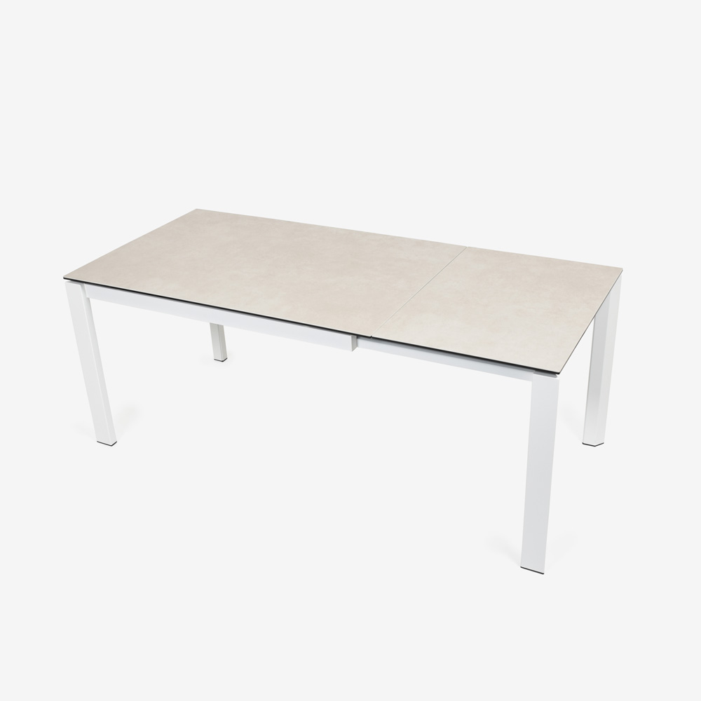 Calligaris（カリガリス）伸長式ダイニングテーブル「Duca CS4089」幅130-190cm 天板セラミック：ソルトホワイト/脚部スチール：マットオプティックホワイト