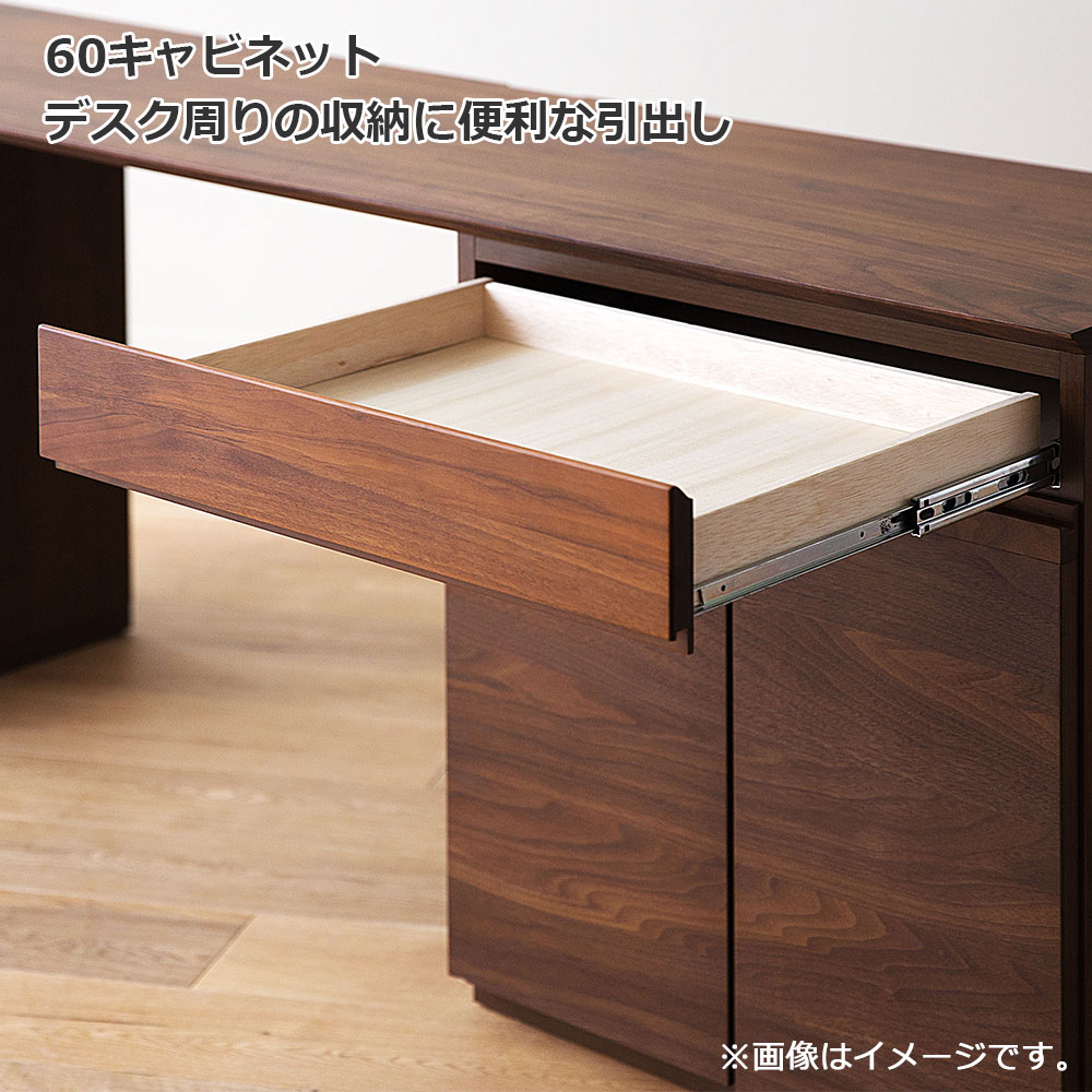 ユニットデスク「アスター」両袖タイプ（30キャビネット 60キャビネット）幅150.4cm ウォールナット材