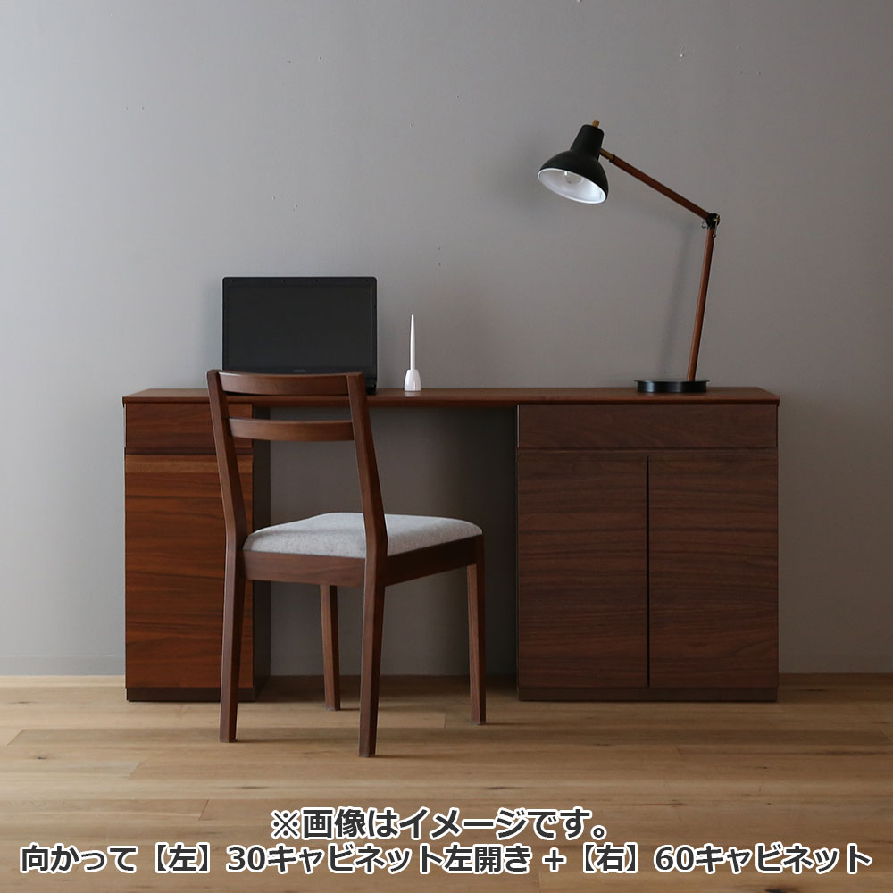 ユニットデスク「アスター」両袖タイプ（30キャビネット 60キャビネット）幅150.4cm ウォールナット材
