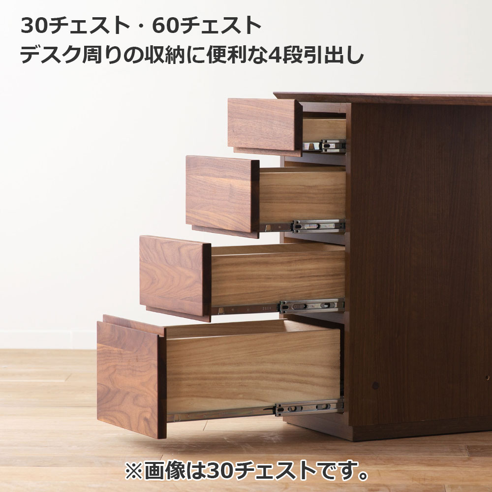 ユニットデスク「アスター」両袖タイプ（30チェスト 60チェスト）幅150.4cm ウォールナット材