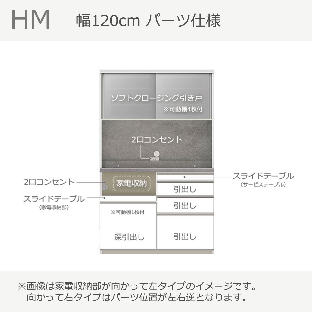 Pamouna（パモウナ）オープンボード「HM-1200R」幅120cm 高さ193.5cm 奥行2サイズ（50cm・44.5cm） 家電収納2タイプ（向かって左・右）全2色