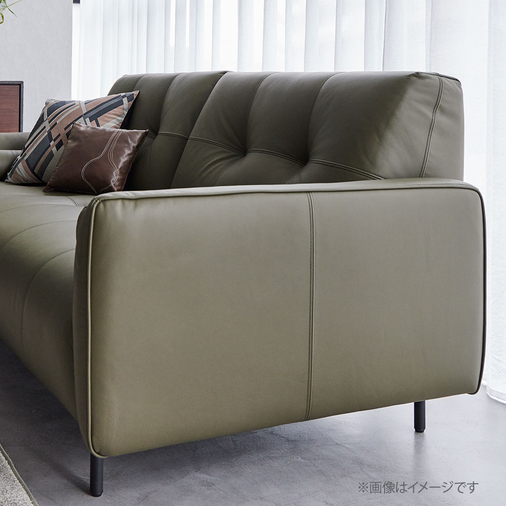 ソファ 3人掛け「L/S 72（エルエス72）」幅199cm 革 #H/S-548E ダークオリーブ色