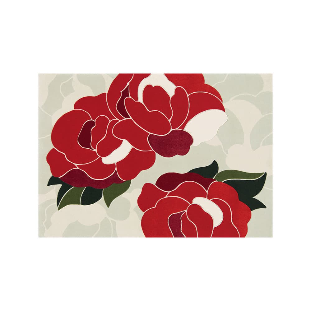 山形緞通 手刺緞通「牡丹」Mサイズ(幅200x長さ140cm) 防炎【受注生産品】