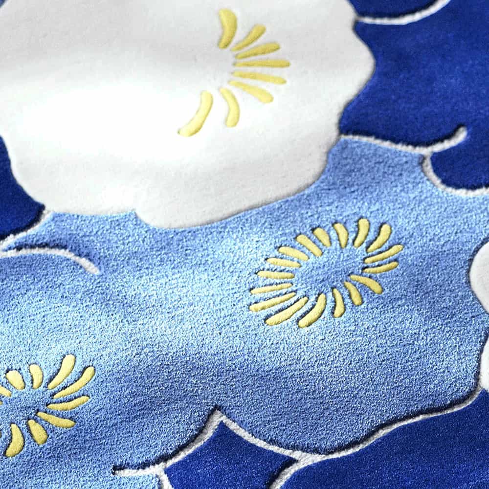 山形緞通 手刺緞通「石楠花」Lサイズ(幅255x長さ255cm) 防炎【受注生産品】