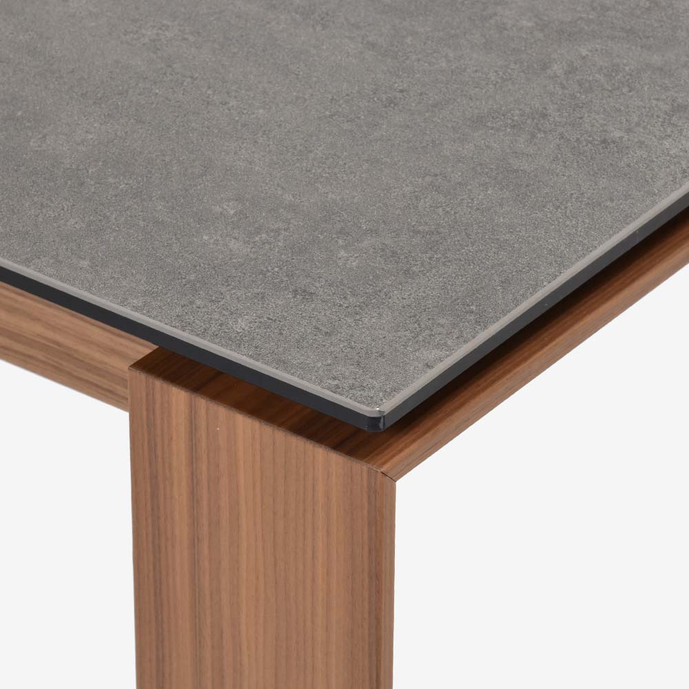 Calligaris（カリガリス）伸長式ダイニングテーブル「Omnia CS4058-R」幅160-220cm 天板セラミック P321グレー/脚部ウォールナット材 P1GW