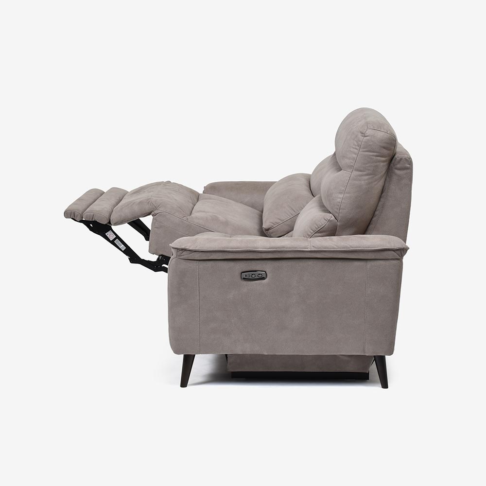 電動リクライニングソファ 3人掛け 幅190cm「レイーダ」布#B-946 シルバー色【セール対象品のため25%OFF】【お手入れキットの特典付き】