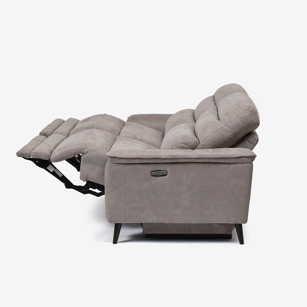 電動リクライニングソファ 3人掛け 幅190cm「レイーダ」布#B-946 シルバー色【セール対象品のため25%OFF】【お手入れキットの特典付き】