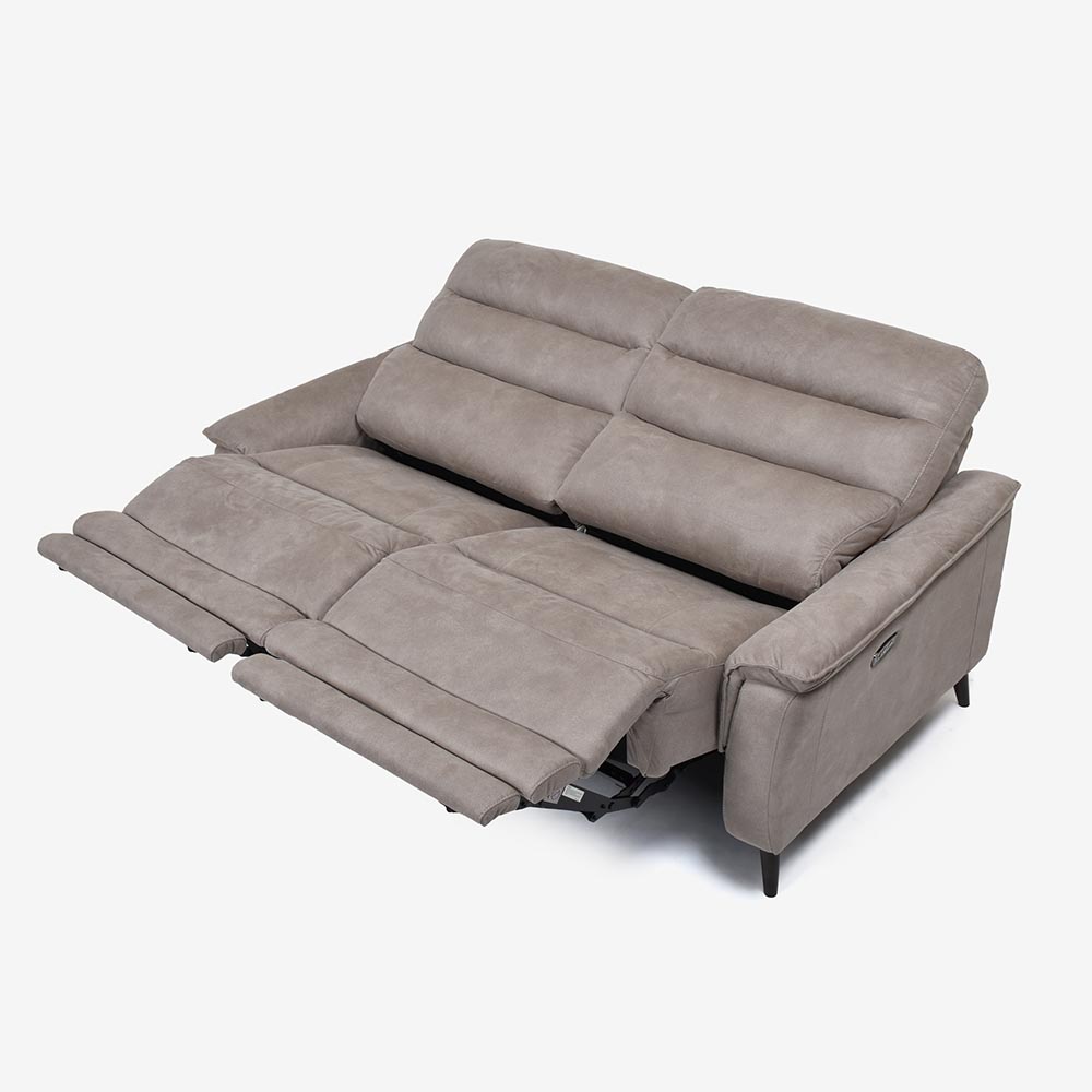 電動リクライニングソファ 3人掛け 幅190cm「レイーダ」布#B-946 シルバー色【セール対象品のため25%OFF】【お手入れキットの特典付き】