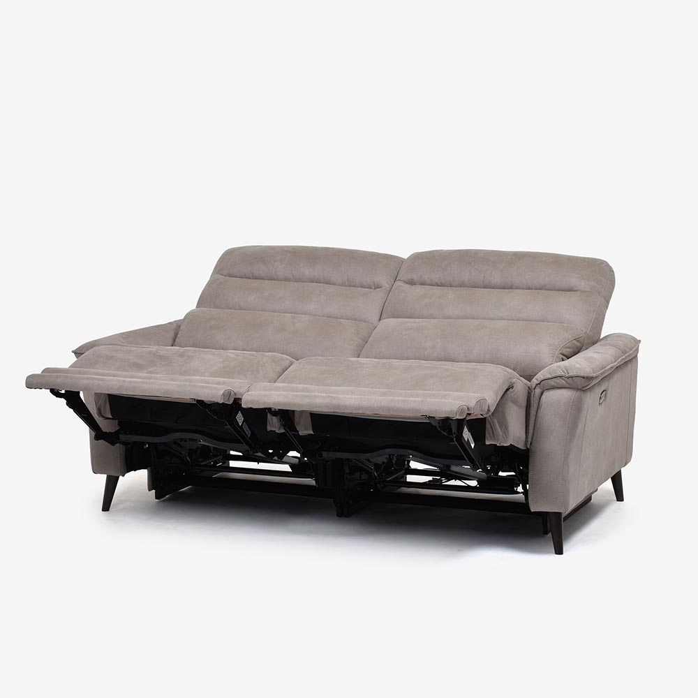 電動リクライニングソファ 3人掛け 幅190cm「レイーダ」布#B-946 シルバー色【セール対象品のため25%OFF】【お手入れキットの特典付き】