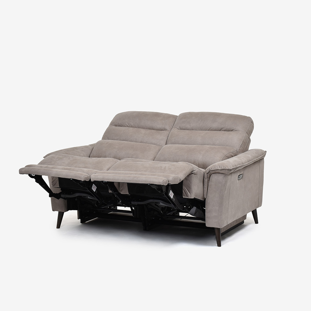 電動リクライニングラブソファ 2人掛け 幅160cm「レイーダ」布#B-946 シルバー色【セール対象品のため24%OFF】【お手入れキットの特典付き】