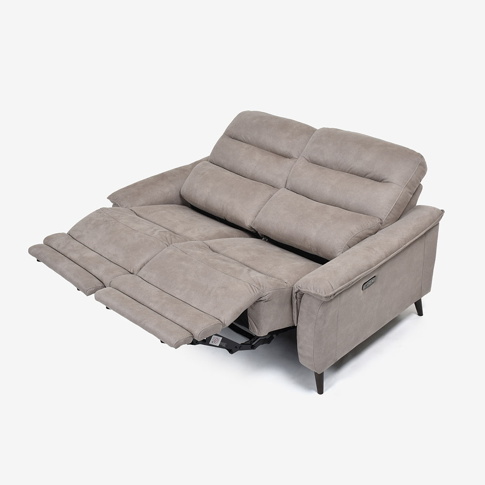 電動リクライニングラブソファ 2人掛け 幅160cm「レイーダ」布#B-946 シルバー色【セール対象品のため24%OFF】【お手入れキットの特典付き】