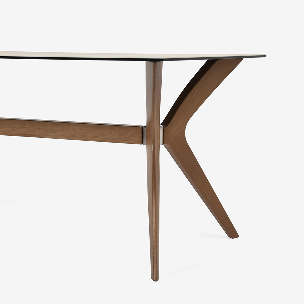 Calligaris（カリガリス）ダイニングテーブル「Tokyo CS18-FR」天板セラミックガラス P32Cホワイトトラバーチン色/脚部ビーチ材 P1GW CANALETTO WALNUT 全2サイズ