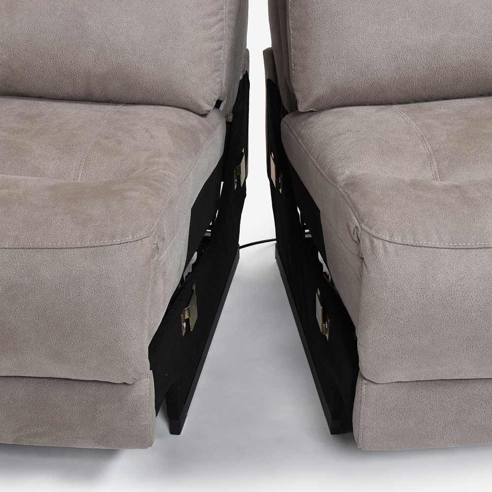 電動リクライニングラブソファ 2人掛け 幅160cm「レイーダ」布#B-946 シルバー色【セール対象品のため24%OFF】【お手入れキットの特典付き】