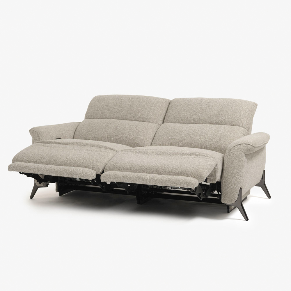 電動リクライニングソファ 2.5人掛け「アマータ」幅190cm 布#3ミラン/ ミンク色【期間限定セール・10%OFF】