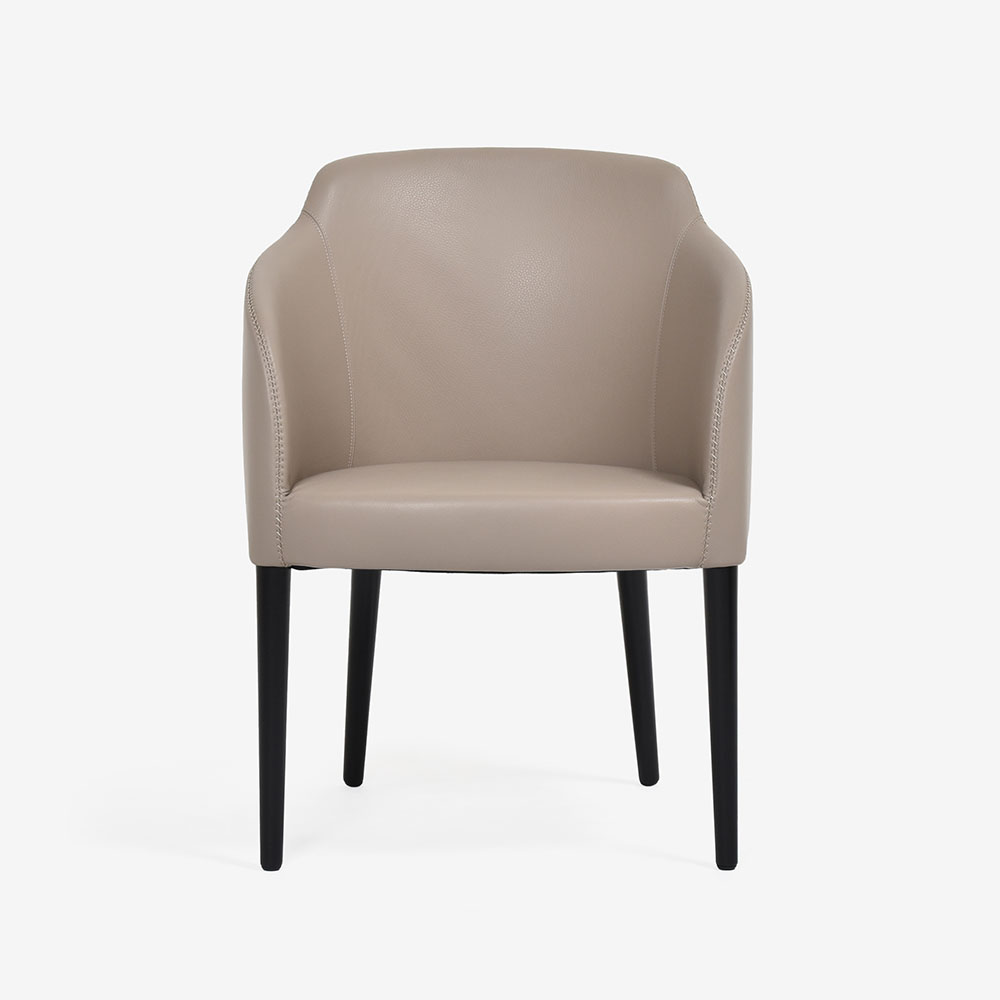 erba（エルバイタリア）ダイニングチェア「エモジオーネ2」肘付き 革#Cグレージュ色