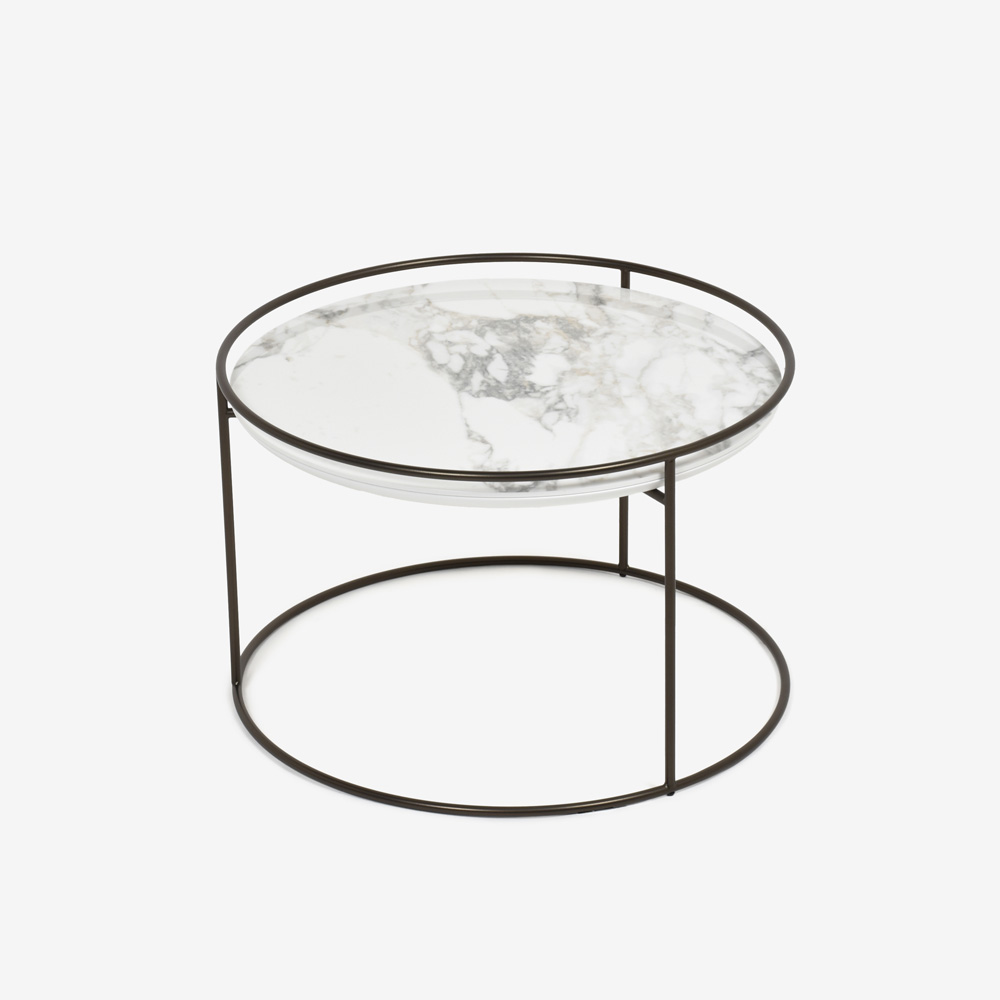 Calligaris（カリガリス）センターテーブル 「Atollo CS/5098-M」丸62.5cm 天板セラミック ホワイトマーブル