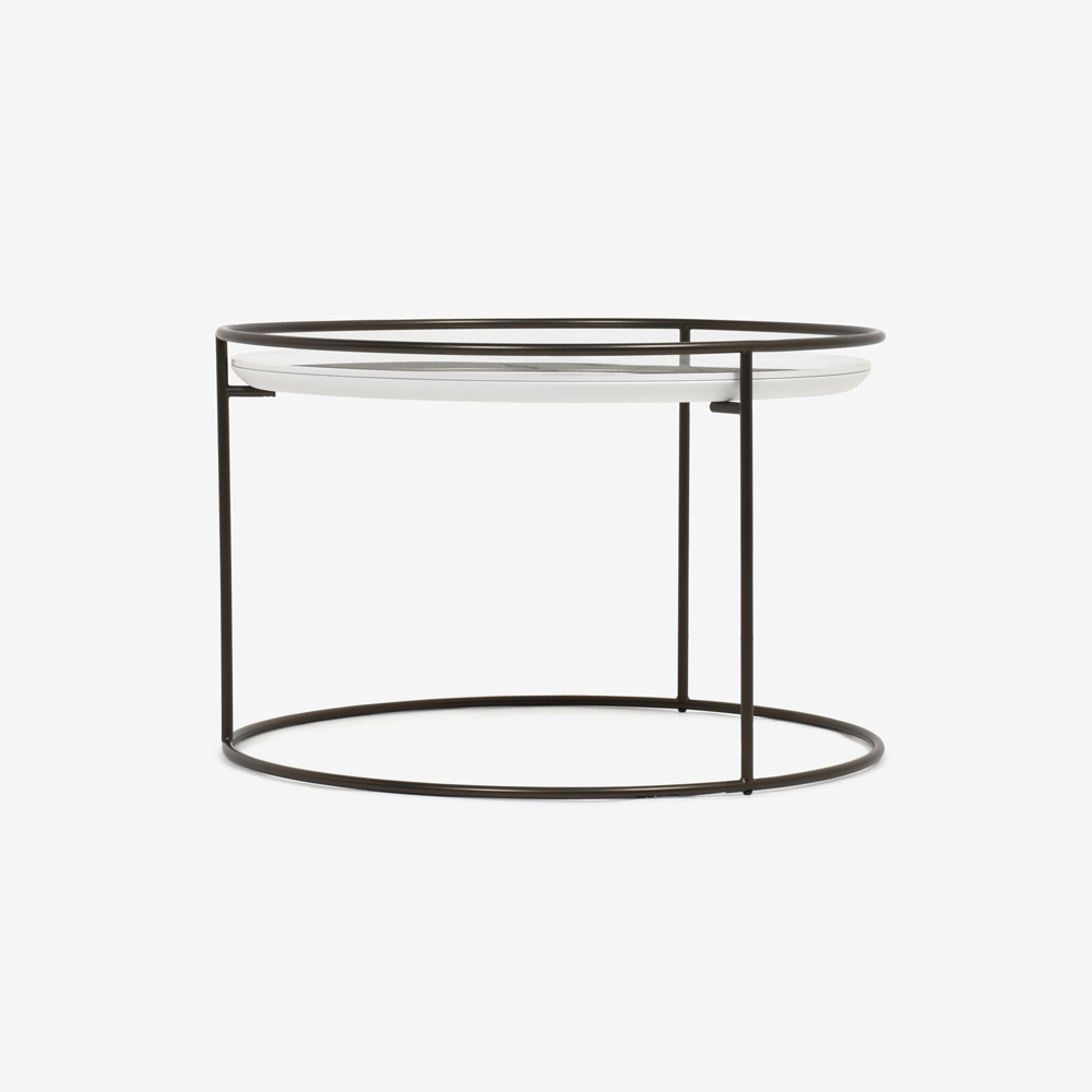 Calligaris（カリガリス）センターテーブル 「Atollo CS/5098-M」丸62.5cm 天板セラミック ホワイトマーブル