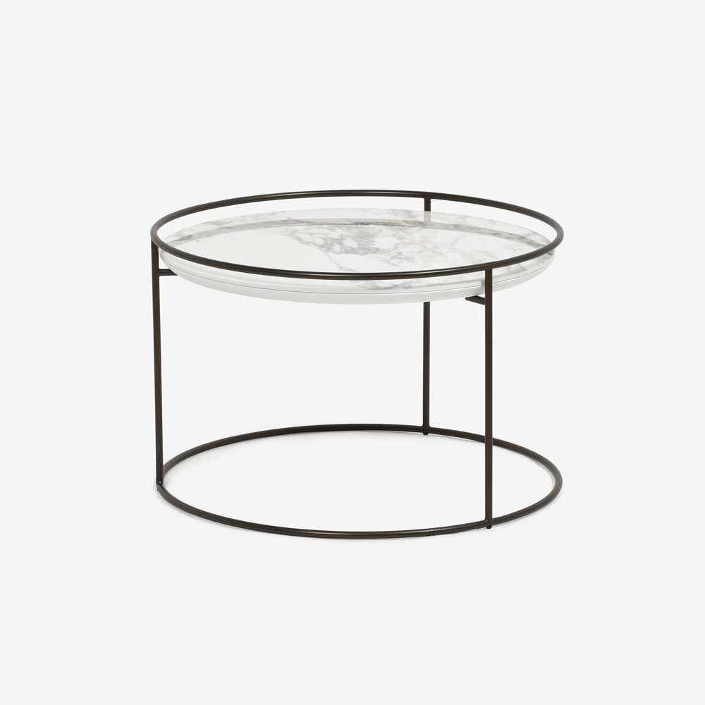 Calligaris（カリガリス）センターテーブル 「Atollo CS/5098-M」丸62.5cm 天板セラミック ホワイトマーブル