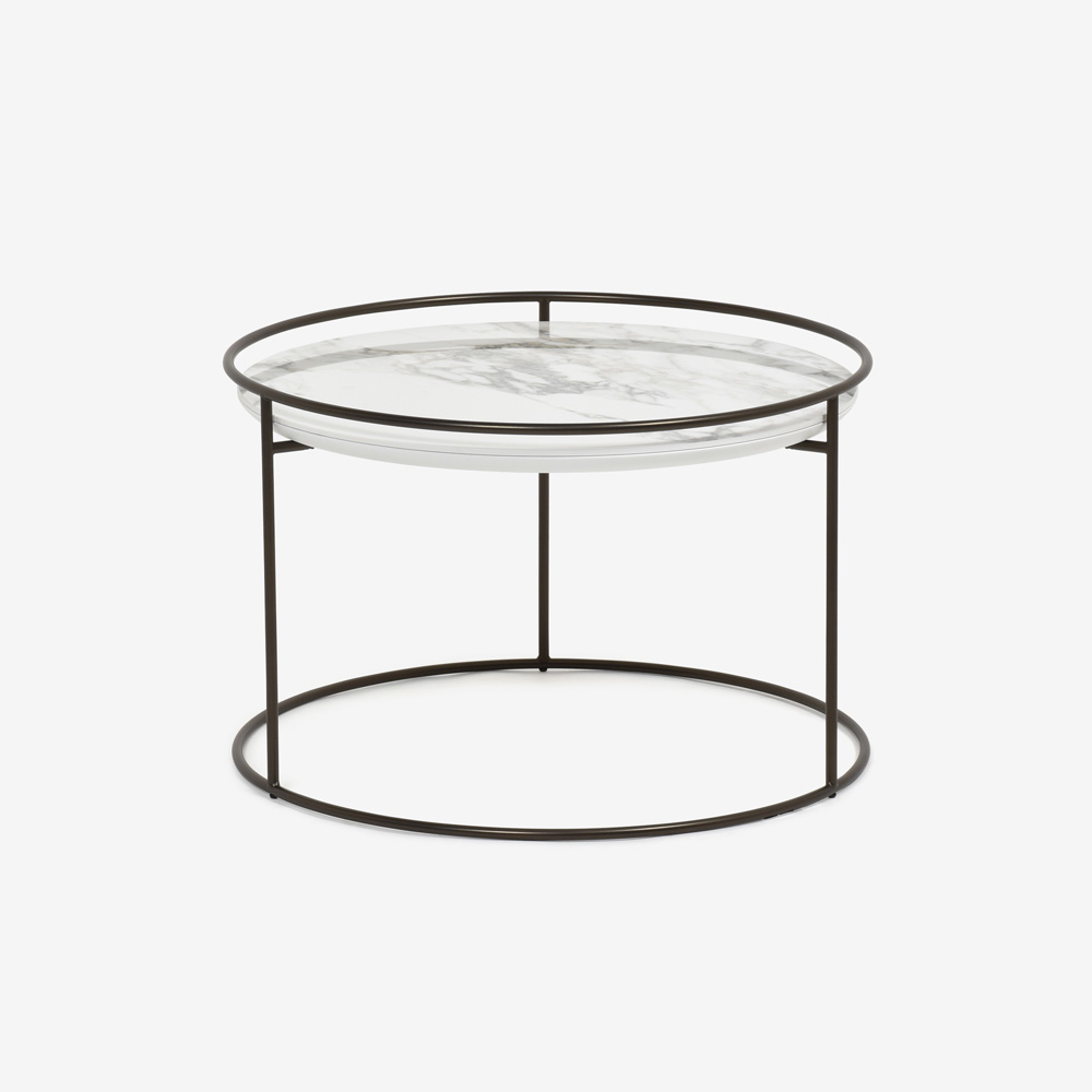 Calligaris（カリガリス）センターテーブル 「Atollo CS/5098-M」丸62.5cm 天板セラミック ホワイトマーブル