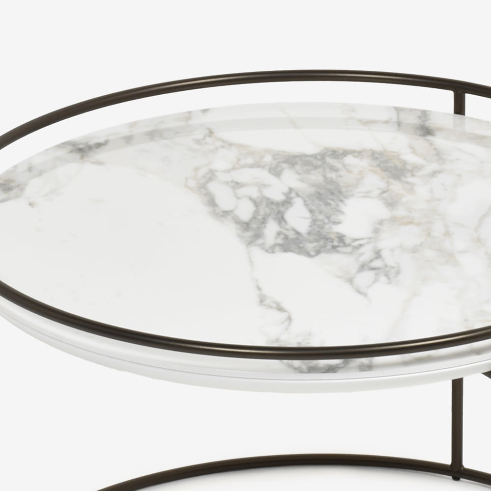 Calligaris（カリガリス）センターテーブル 「Atollo CS/5098-M」丸62.5cm 天板セラミック ホワイトマーブル