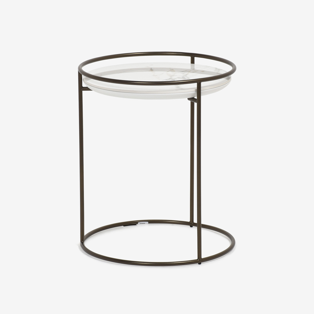 Calligaris（カリガリス）サイドテーブル 「Atollo CS/5098-P」丸42.5cm 天板セラミック ホワイトマーブル色