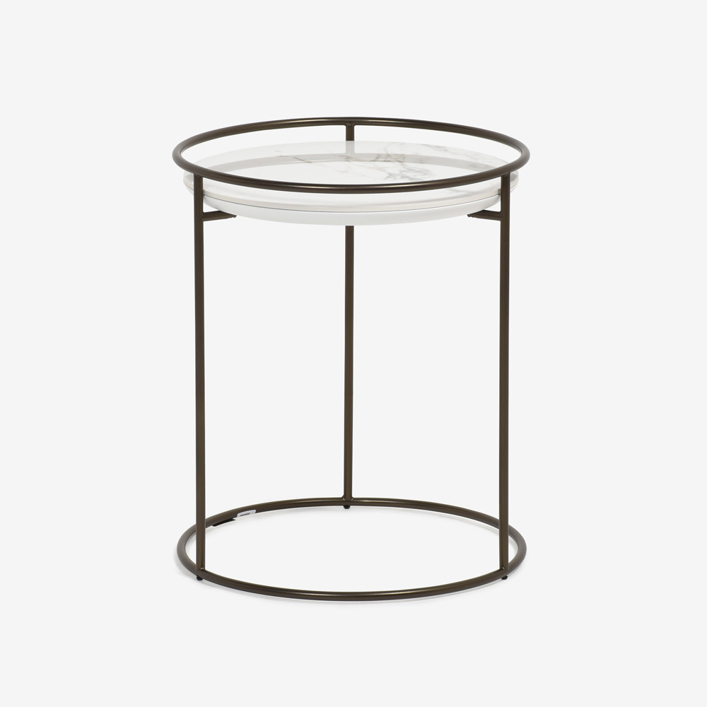 Calligaris（カリガリス）サイドテーブル 「Atollo CS/5098-P」丸42.5cm 天板セラミック ホワイトマーブル色