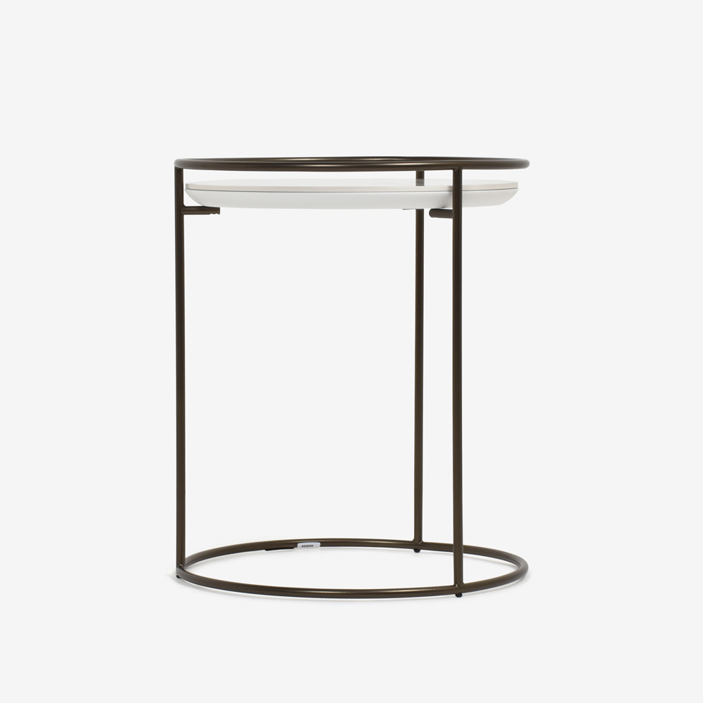 Calligaris（カリガリス）サイドテーブル 「Atollo CS/5098-P」丸42.5cm 天板セラミック ホワイトマーブル色