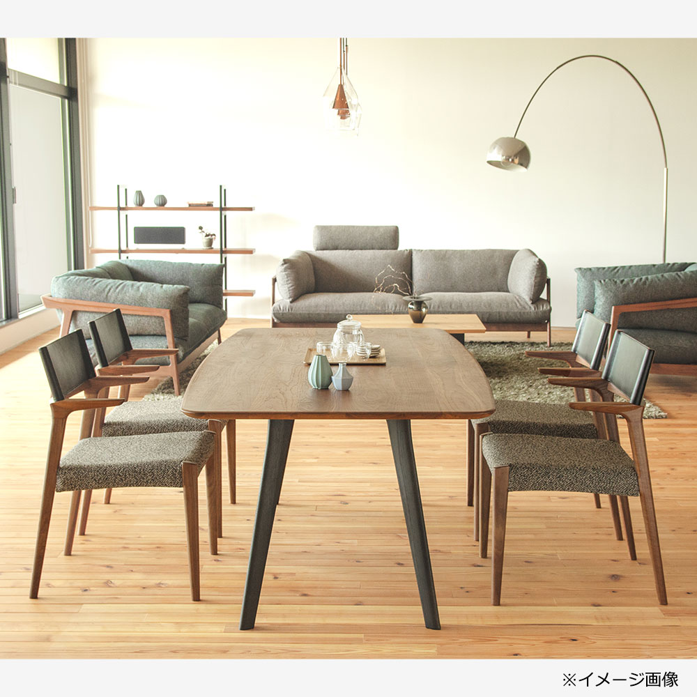 ダイニングチェア「DC367-1W43 WN-WN-K766/AF914 」半肘付き  ウォールナット材 座:布#3-AF914/背:革#2-K766【受注生産品】