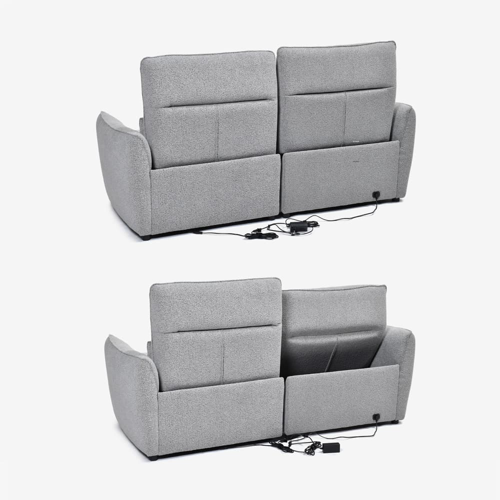 電動リクライニングソファ2点セット「ルッカ SD-524B（1モーター）」幅192cm 布#CP430-3 グレー色