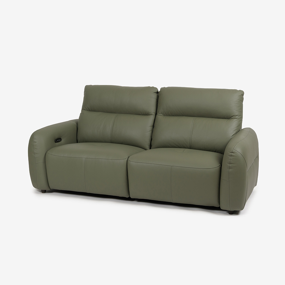 電動リクライニングソファ 3人掛け「L/S Motion 81（エルエスモーション81）」 幅210cm 革#H/S-697E セージグリーン色【お手入れキットの特典付き】