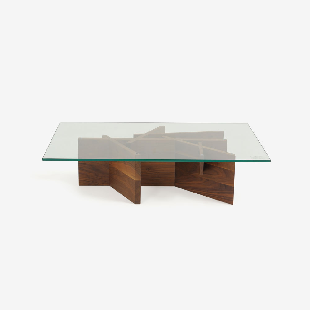 ligne roset（リーン・ロゼ）センターテーブル「ロゼアシェラ」幅110cm ガラス天板 脚：ウォールナット材 【受注生産品】