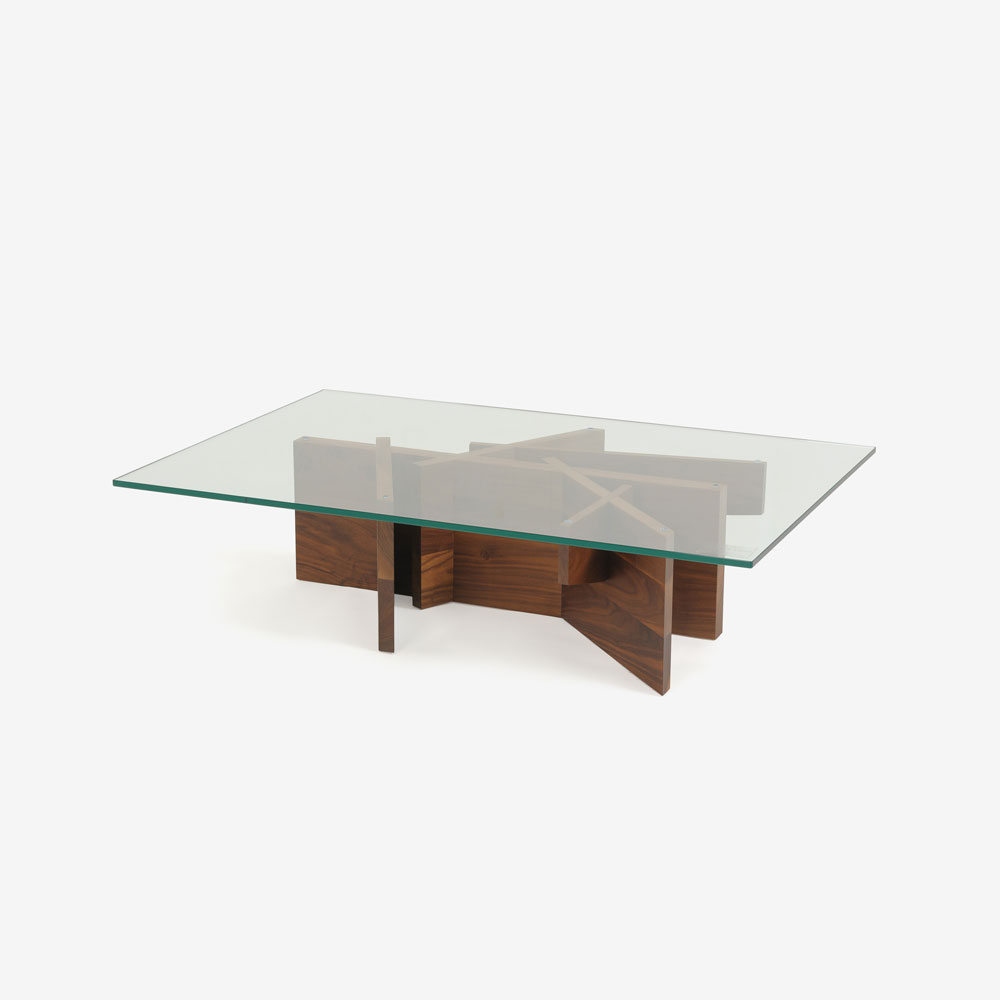 ligne roset（リーン・ロゼ）センターテーブル「ロゼアシェラ」幅110cm ガラス天板 脚：ウォールナット材 【受注生産品】