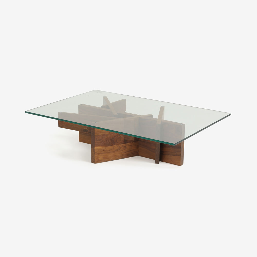ligne roset（リーン・ロゼ）センターテーブル「ロゼアシェラ」幅110cm ガラス天板 脚：ウォールナット材 【受注生産品】