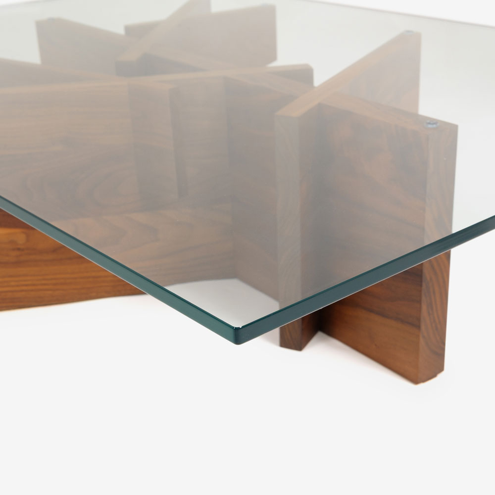 ligne roset（リーン・ロゼ）センターテーブル「ロゼアシェラ」幅110cm ガラス天板 脚：ウォールナット材 【受注生産品】