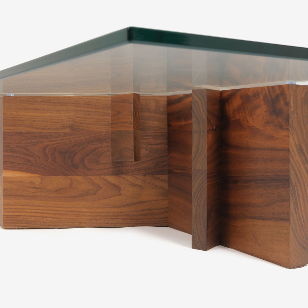 ligne roset（リーン・ロゼ）センターテーブル「ロゼアシェラ」幅110cm ガラス天板 脚：ウォールナット材 【受注生産品】