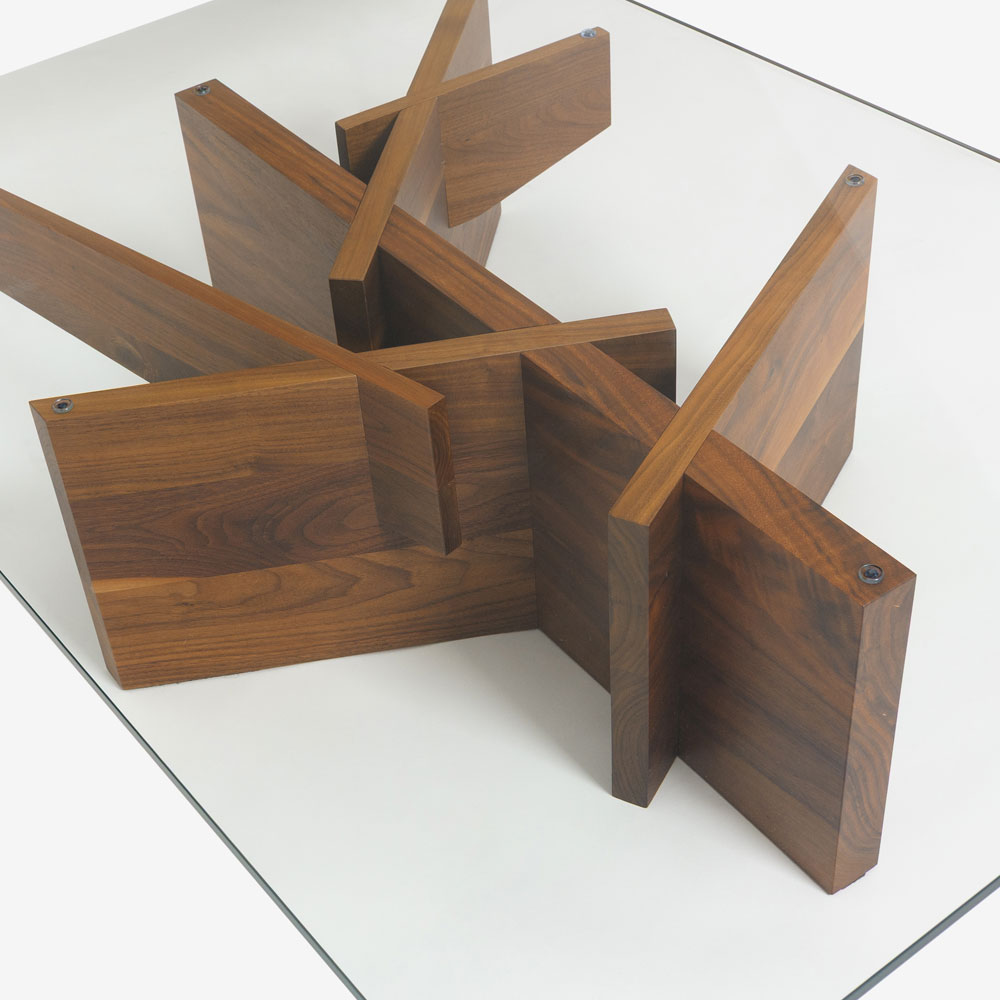 ligne roset（リーン・ロゼ）センターテーブル「ロゼアシェラ」幅110cm ガラス天板 脚：ウォールナット材 【受注生産品】