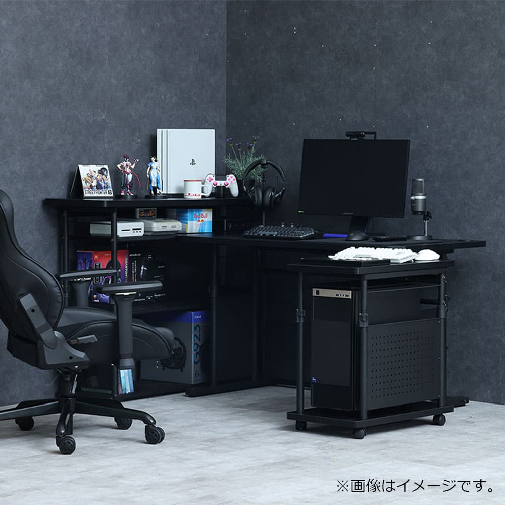 Contieaks（コンティークス）昇降式ゲーミングPCワゴン「CTG-W BK」幅35cm 高さ68～95.5cm
