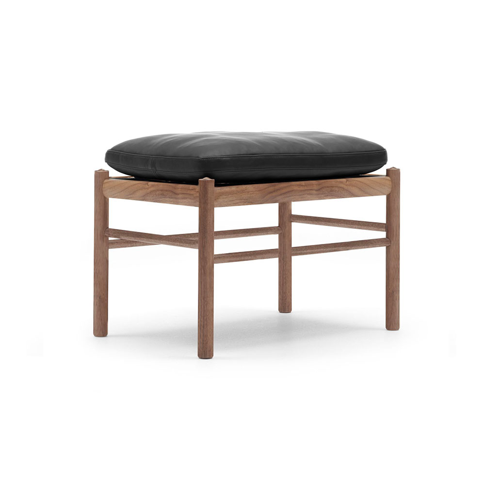 カール・ハンセン＆サン スツール「OW149F Colonial footstool」ウォールナット材オイル仕上げ 革ブラック#THOR301【受注生産品】