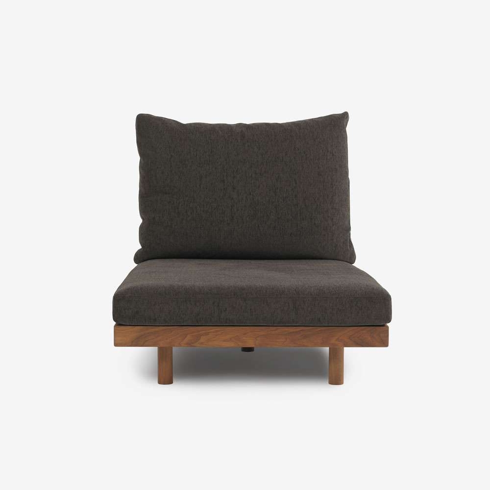 MASTERWAL（マスターウォール）アームレスカウチ「DANISH GRANDE SOFA デニッシュグランデソファ DGSO-ALCC90-WN」幅90cm 布#3SUBLIM 53ダークセピア ウォールナット材オイル仕上げ【受注生産品】