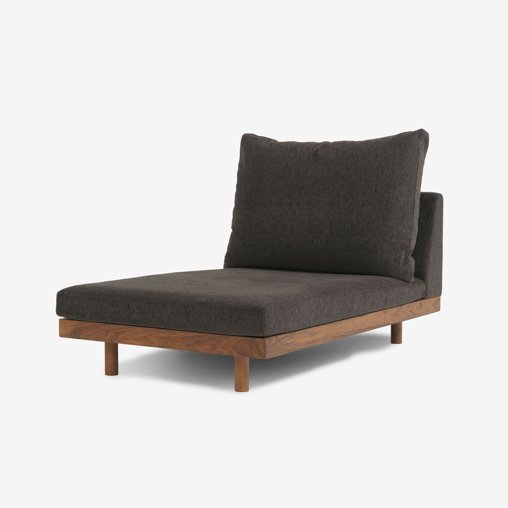 MASTERWAL（マスターウォール）アームレスカウチ「DANISH GRANDE SOFA デニッシュグランデソファ DGSO-ALCC90-WN」幅90cm 布#3SUBLIM 53ダークセピア ウォールナット材オイル仕上げ【受注生産品】