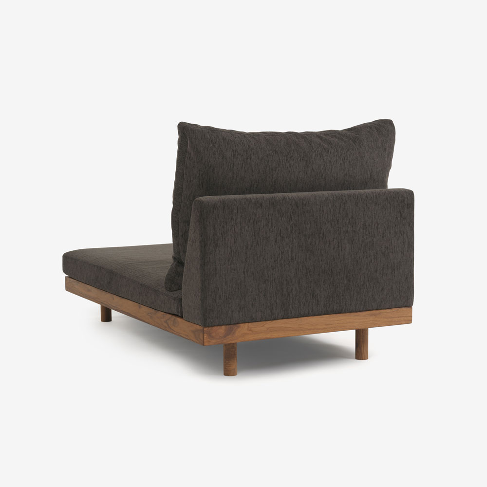 MASTERWAL（マスターウォール）アームレスカウチ「DANISH GRANDE SOFA デニッシュグランデソファ DGSO-ALCC90-WN」幅90cm 布#3SUBLIM 53ダークセピア ウォールナット材オイル仕上げ【受注生産品】