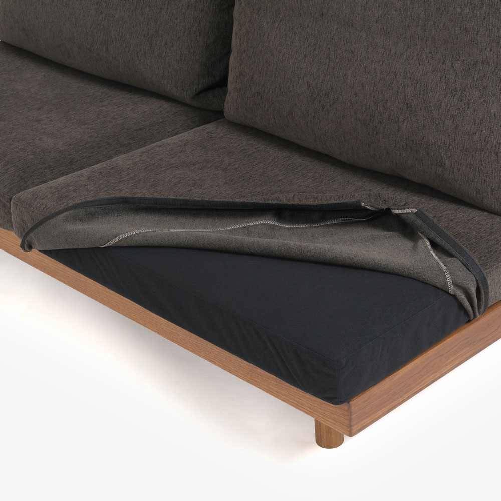 MASTERWAL（マスターウォール）カウチソファ2点セット「DANISH GRANDE SOFA デニッシュグランデソファ DGSO-3S180-WN/DGSO-ALCC90-WN」幅270cm 布#3SUBLIM 53ダークセピア ウォールナット材オイル仕上げ【受注生産品】