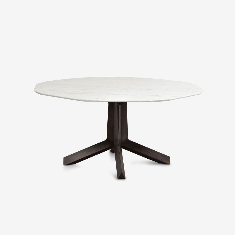 PoltronaFrau（ポルトローナ・フラウ）ダイニングテーブル 「オセロ」八角形 大理石アラベスカート 脚アッシュ材モカ色