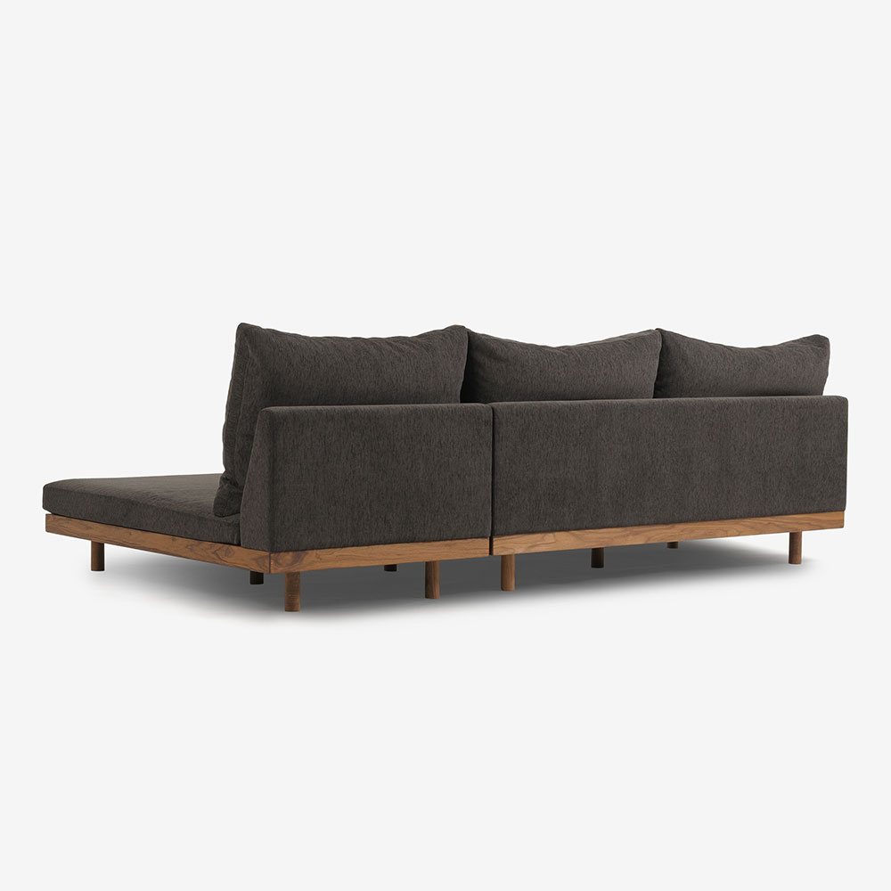 MASTERWAL（マスターウォール）カウチソファ2点セット「DANISH GRANDE SOFA デニッシュグランデソファ DGSO-3S180-WN/DGSO-ALCC90-WN」幅270cm 布#3SUBLIM 53ダークセピア ウォールナット材オイル仕上げ【受注生産品】