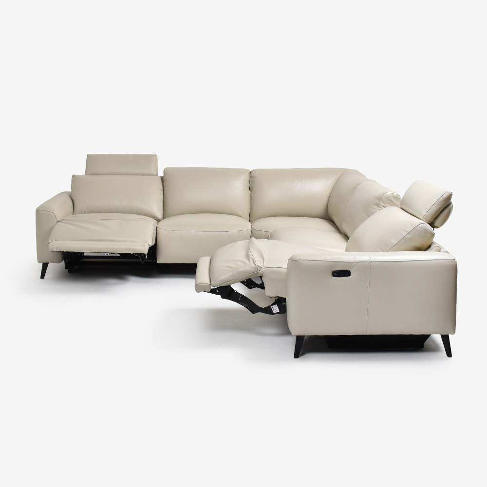 電動リクライニングコーナーソファ3点セット「L/S Motion 77（エルエスモーション77）」幅275cm 革#J/S-041E オイスターグレー色