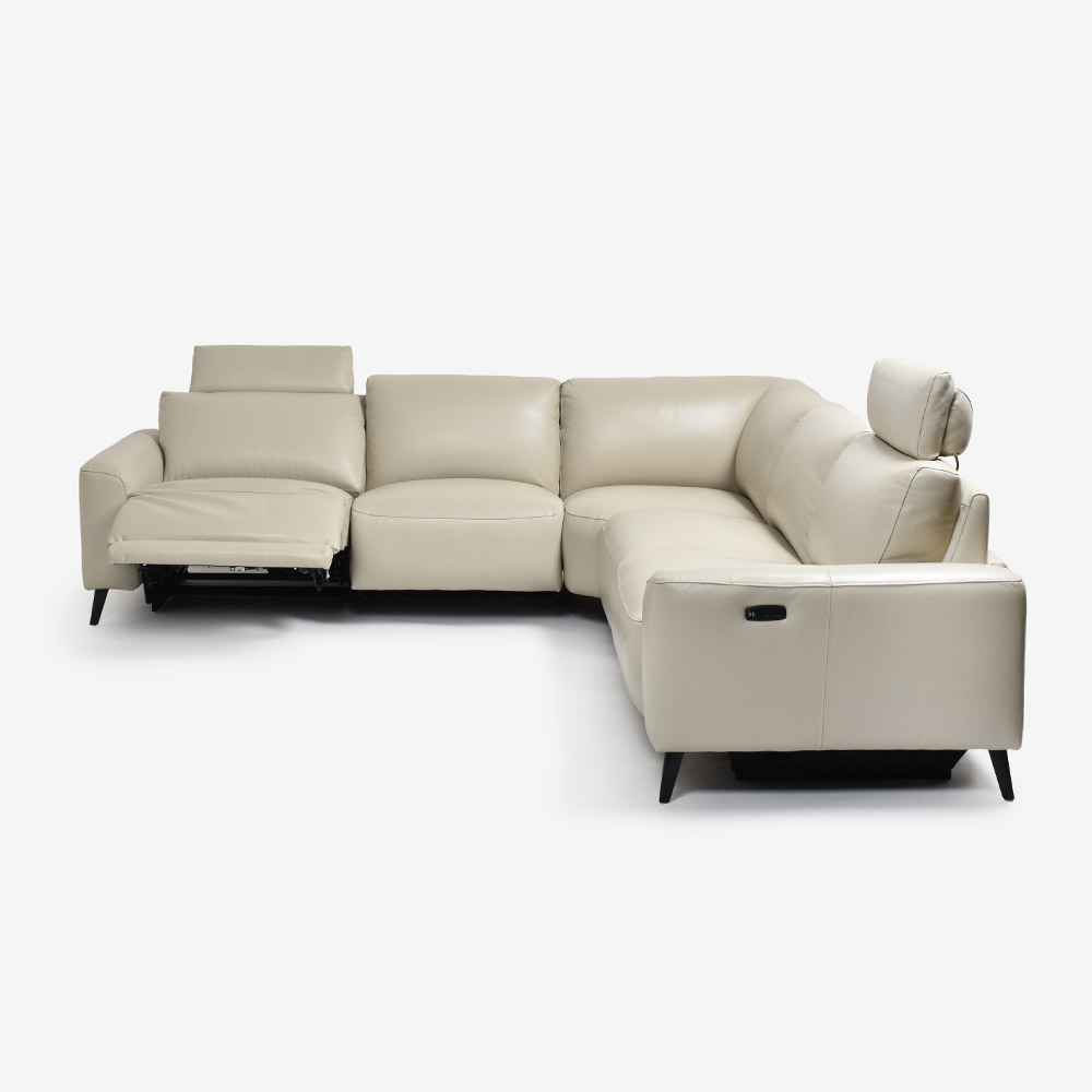 電動リクライニングコーナーソファ3点セット「L/S Motion 77（エルエスモーション77）」幅275cm 革#J/S-041E オイスターグレー色