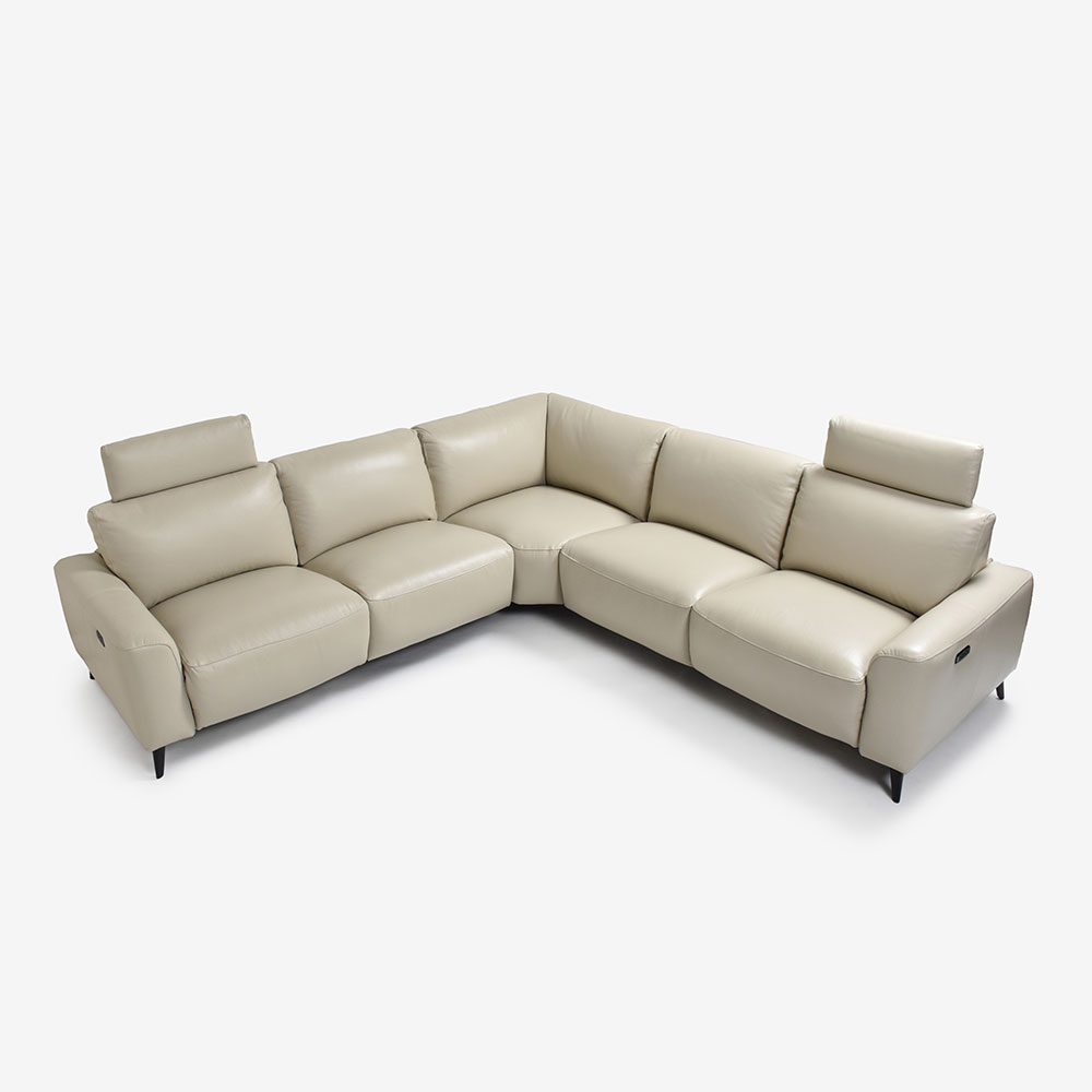 電動リクライニングコーナーソファ3点セット「L/S Motion 77（エルエスモーション77）」幅275cm 革#J/S-041E オイスターグレー色