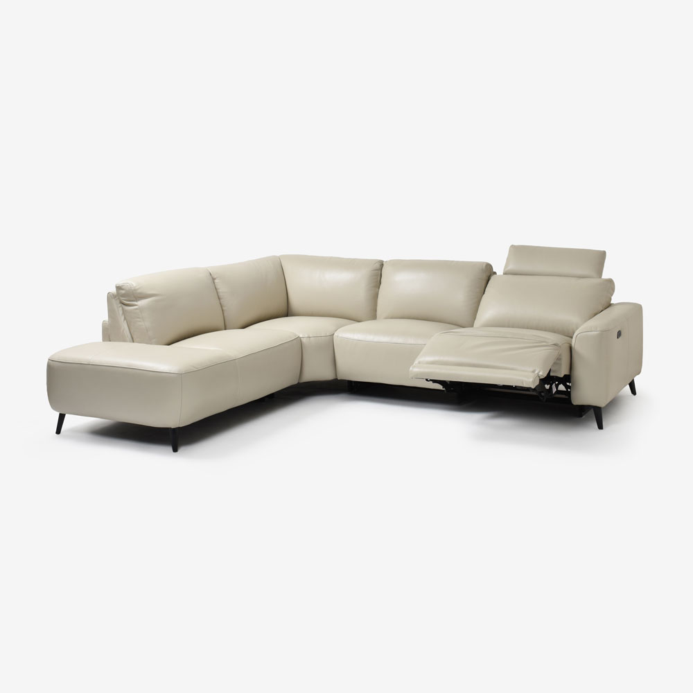 電動リクライニングコーナーソファ3点セット 向かって左カウチ「L/S Motion 77（エルエスモーション77）」幅275cm 革#J/S-041E オイスターグレー色